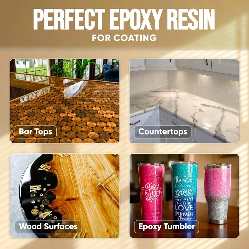 CRAFT RESIN Table Top Epoxy Resin Kit 1 Gallon â€“ Ultra Clear, High-Gloss, UV & Scratch Resistant Finish, Bubble-Free, Self-Leveling & Food Safe. Best For Countertops, Bar Tops, Tumblers & Wood Coating - Image 2