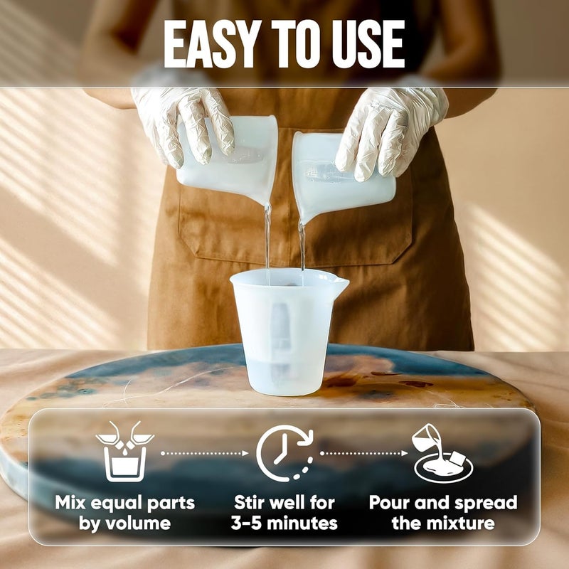 CRAFT RESIN Table Top Epoxy Resin Kit 1 Gallon â€“ Ultra Clear, High-Gloss, UV & Scratch Resistant Finish, Bubble-Free, Self-Leveling & Food Safe. Best For Countertops, Bar Tops, Tumblers & Wood Coating - Image 3