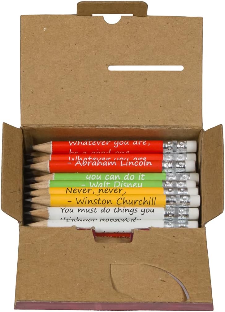 Parrot 72ct Golf Pencils No.2 HB, Half, Mini, Pew, Classroom, Testing Pencils with Inspirational Quotes, Pre-Sharpened with Eraser - Image 3