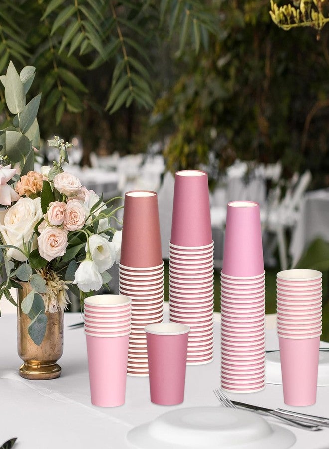 qonimi 100 Pcs Disposable Paper Cups Gradient Pink Party Cups 8oz Coffee Water Juice Tea Drinking Cups for Holiday Wedding Birthday Bride Baby Shower Party Supplies, 4 Colors - Image 5