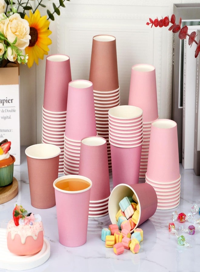 qonimi 100 Pcs Disposable Paper Cups Gradient Pink Party Cups 8oz Coffee Water Juice Tea Drinking Cups for Holiday Wedding Birthday Bride Baby Shower Party Supplies, 4 Colors - Image 4