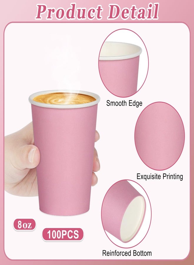 qonimi 100 Pcs Disposable Paper Cups Gradient Pink Party Cups 8oz Coffee Water Juice Tea Drinking Cups for Holiday Wedding Birthday Bride Baby Shower Party Supplies, 4 Colors - Image 3