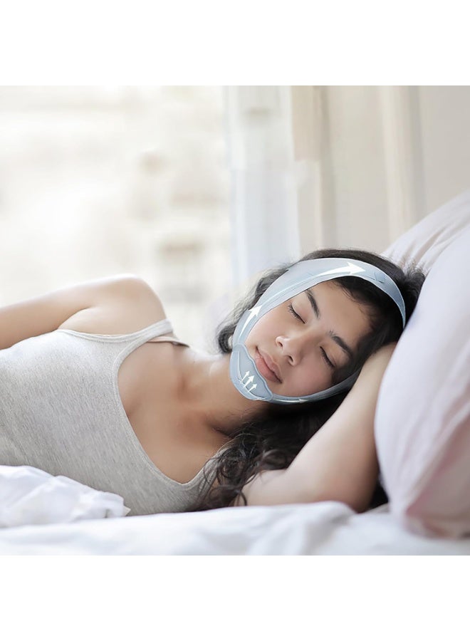DUNISO Anti Snore Chin Strap，Chin Strap for CPAP Users，Snore Stopper with Adjustable Velcro，Breathable，Comfortable，Keep Mouth Closed While Sleeping for Men and Women，Grey - Image 2