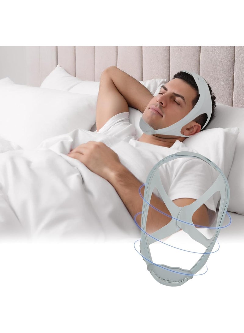 DUNISO Anti Snore Chin Strap，Chin Strap for CPAP Users，Snore Stopper with Adjustable Velcro，Breathable，Comfortable，Keep Mouth Closed While Sleeping for Men and Women，Grey - Image 1