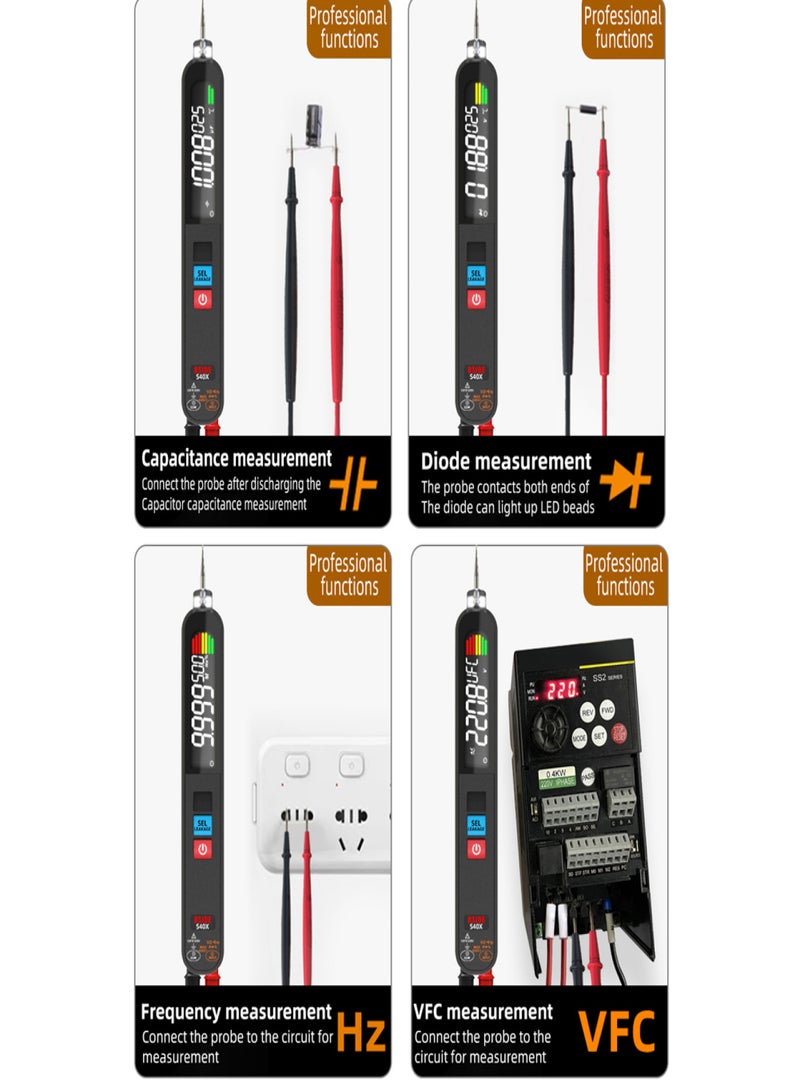 BSIDE 2in1 Handheld Multimeter Electrical Test Pen Digital 6000 Counts Multimeter Leakage Test Pen Digital Color LCD Display Professional Voltage Current Capacitance Resistance Frequency Diode Duty Cycle - Image 4