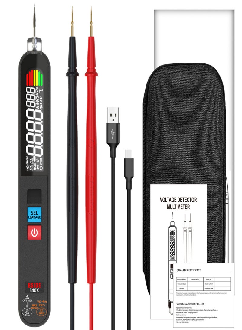 BSIDE 2in1 Handheld Multimeter Electrical Test Pen Digital 6000 Counts Multimeter Leakage Test Pen Digital Color LCD Display Professional Voltage Current Capacitance Resistance Frequency Diode Duty Cycle - Image 1