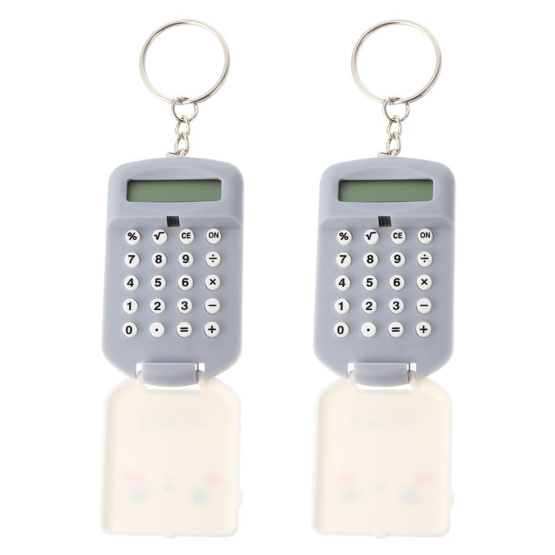 2 Pieces Portable Mini Calculator For Students Pocket Size Gray Electronic Arithmetic Calculator For School And Travel Use - Image 2