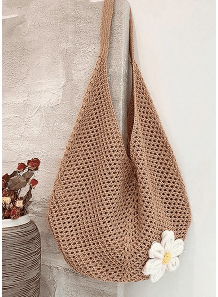 شي إن حقيبة يد شاطئ بوهيمية  حقيبة تسوق مجوفة ذات سعة كبيرة - Image 2