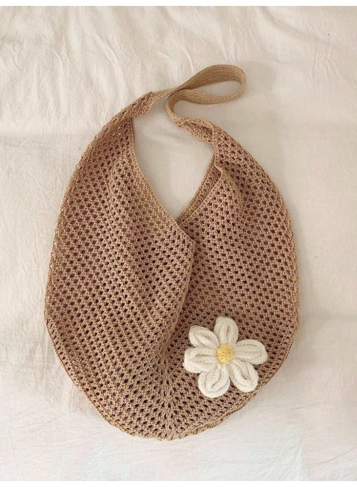 شي إن حقيبة يد شاطئ بوهيمية  حقيبة تسوق مجوفة ذات سعة كبيرة - Image 5