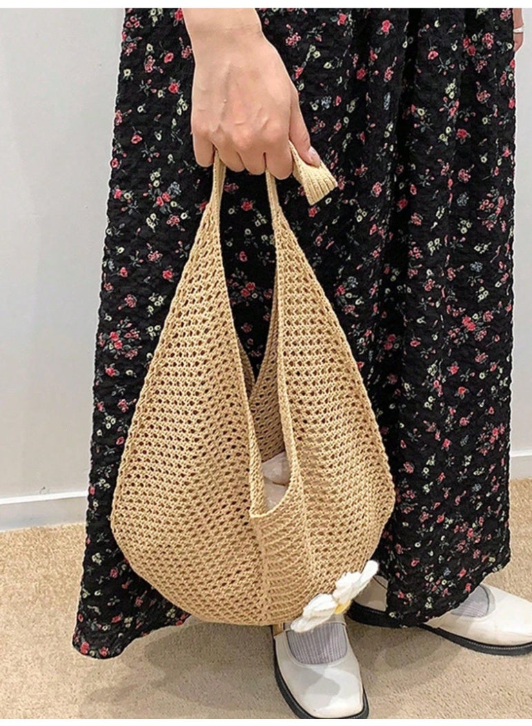 SHEINBag Bohemian Beach Handbag Hollow Tote Bag Large Capacity Shopping Bea