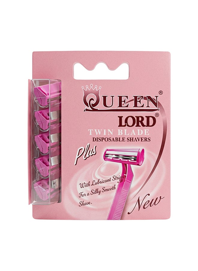 QUEEN 5-Piece Twin Blade Disposable Razors – Smooth Shaving (Q-080P)