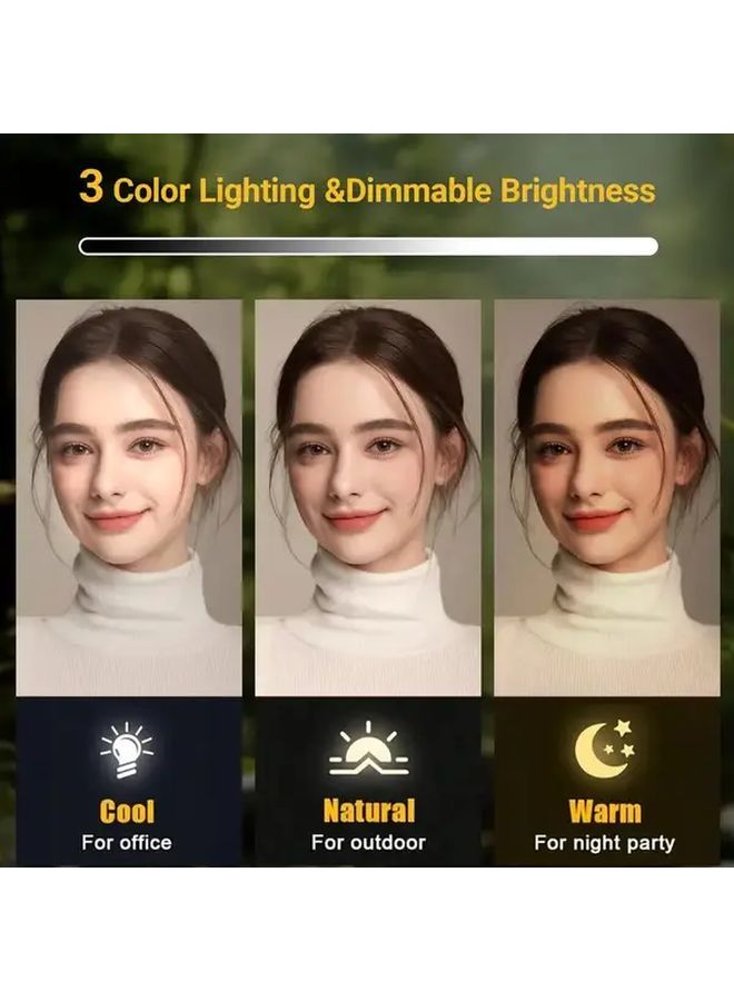 Pink Portable LED Makeup Mirror 270 Degree Rotation 3 Modes Adjustable Brightness Travel Gift - Image 3