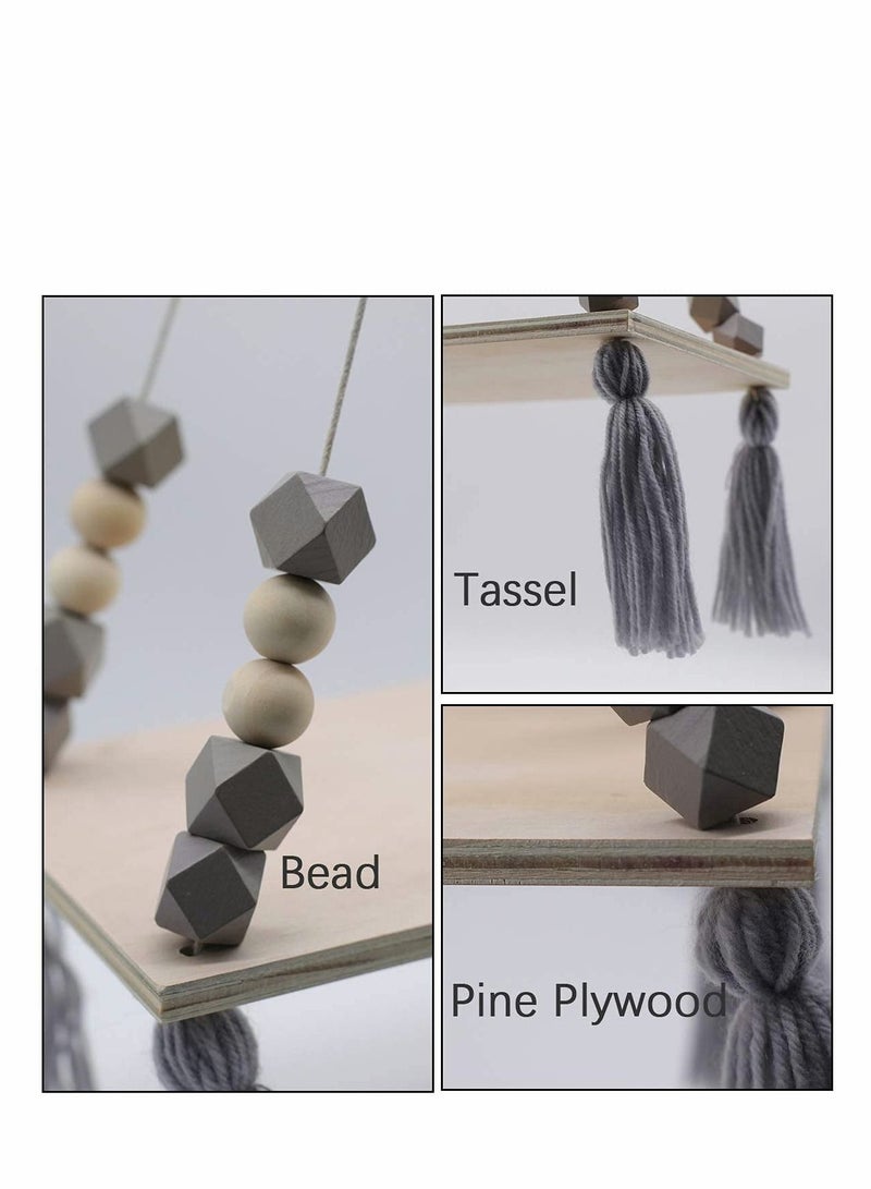 Excefore Wood Hanging Shelves for Wall Boho Decor Swing Rope Rustic Floating Shelf, Wall Display Shelving Home Organizer Rack for Living Room Bedroom Bathroom Kitchen - Image 3