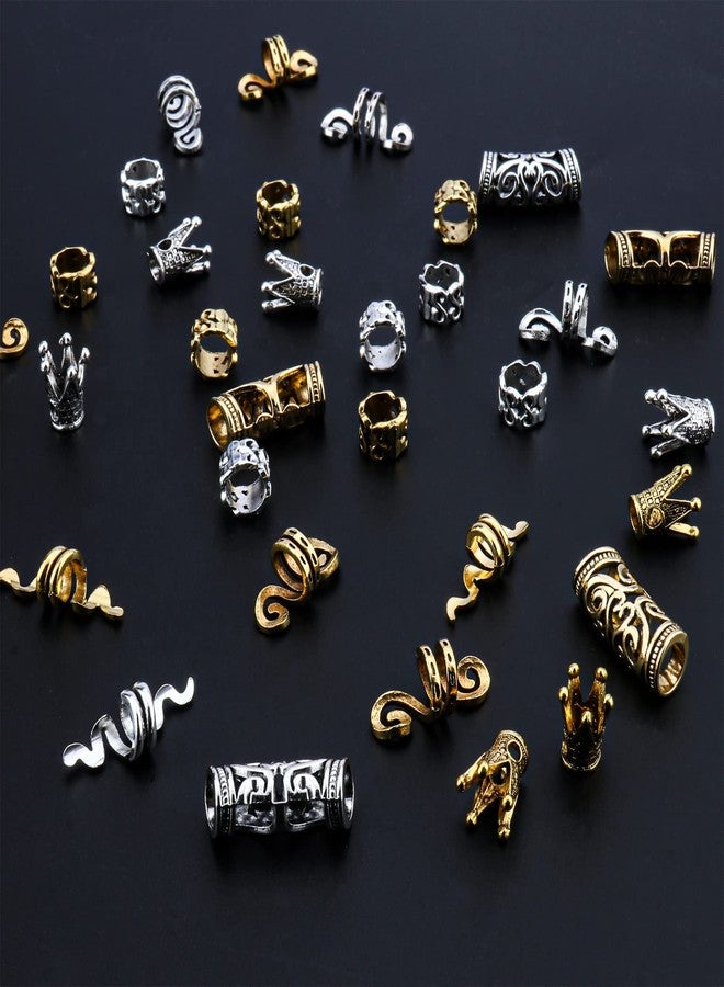 Jelyne 110PCS Retro Metal Dreadlock Accessories Hair Tube Beads Wooden-Like Beads Handmade DIY Tassel Hair Decoration Hair Jewelry for Locs Braids Men Women Hip-Hop Style - Image 5