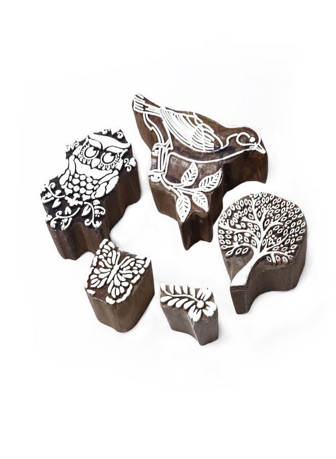 TwoGrams | Set of 5 | Wooden Indian Traditional Design Printing Stamps/Blocks for Printing Saree Border/Dresses/Craft Card Making/Scrapbook/Clay Pottery - Image 2
