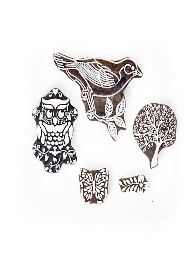 TwoGrams | Set of 5 | Wooden Indian Traditional Design Printing Stamps/Blocks for Printing Saree Border/Dresses/Craft Card Making/Scrapbook/Clay Pottery - Image 1