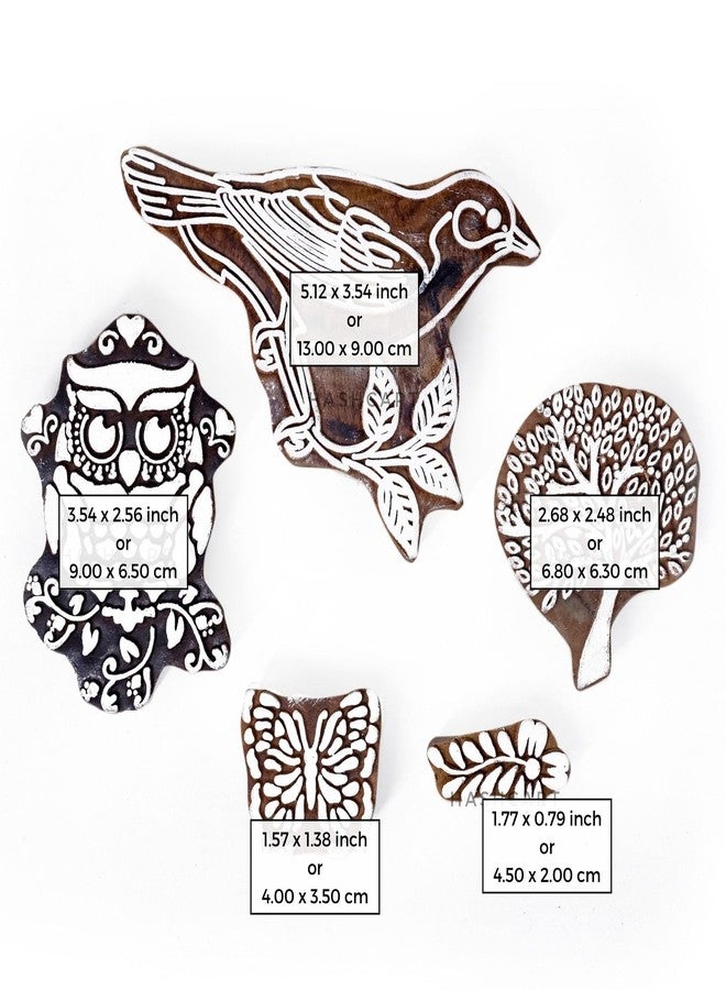 TwoGrams | Set of 5 | Wooden Indian Traditional Design Printing Stamps/Blocks for Printing Saree Border/Dresses/Craft Card Making/Scrapbook/Clay Pottery - Image 4