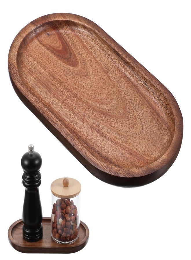 Grevosea Oval Wooden Serving Tray, Cracker Tray Small Wood Platter for Food BBQ Serve Cheese Sushi Snacks and Decor Perfect for Coffee Table Ottoman and Kitchen 7.2" x 4" - Image 1