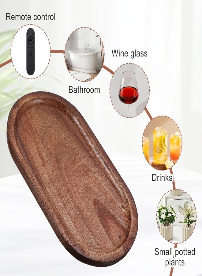 Grevosea Oval Wooden Serving Tray, Cracker Tray Small Wood Platter for Food BBQ Serve Cheese Sushi Snacks and Decor Perfect for Coffee Table Ottoman and Kitchen 7.2" x 4" - Image 3