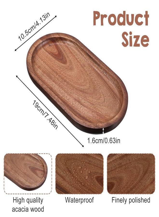 Grevosea Oval Wooden Serving Tray, Cracker Tray Small Wood Platter for Food BBQ Serve Cheese Sushi Snacks and Decor Perfect for Coffee Table Ottoman and Kitchen 7.2" x 4" - Image 2