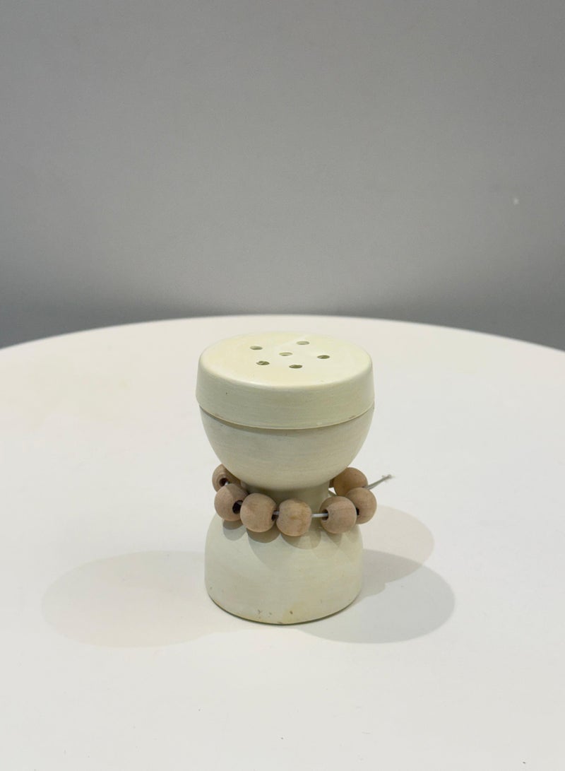 Modern gypsum incense burner for everyday use or as a gift on special occasions. White color, 7 cm diameter and 10 cm height.