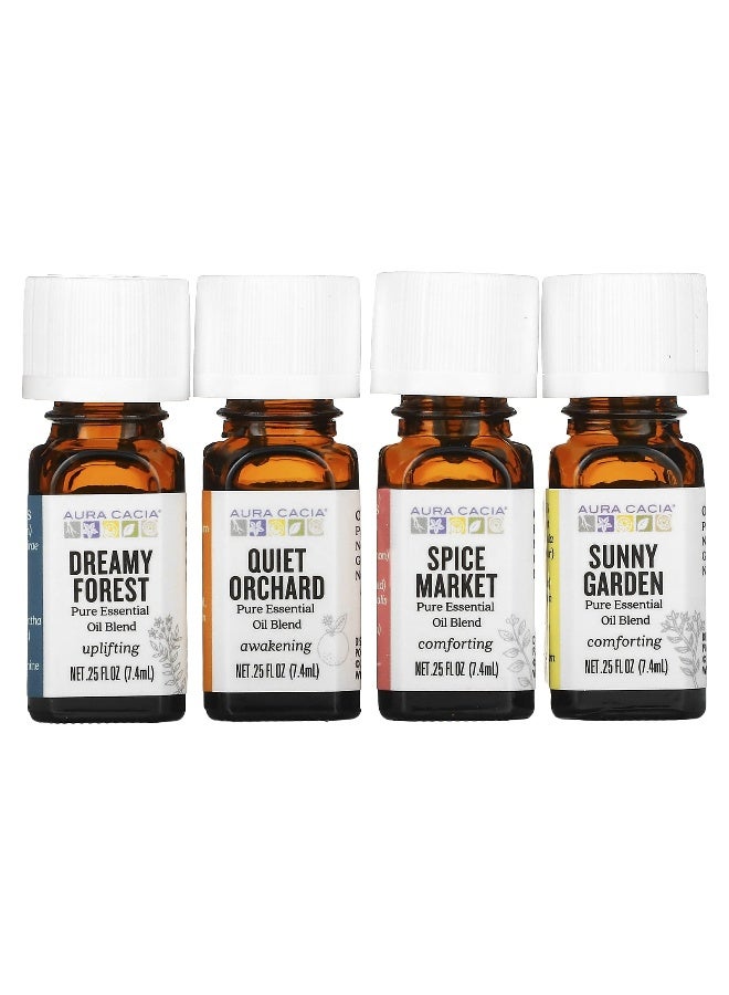 Aura Cacia, Journey Kit, Essential Oil Diffusion Blends, 4 Bottles, 0.25 fl oz (7.4 ml) Each - Image 1