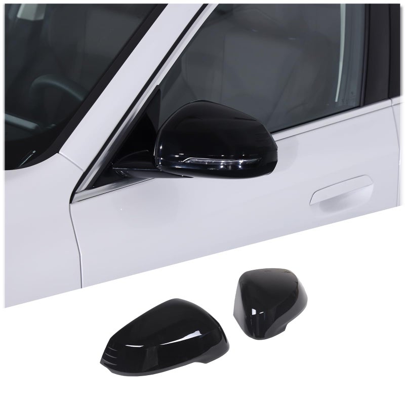 Hudiriy Car Door Side Mirror Cover Trim Compatible with BMW X1 U11 2023 2024Outside Door Mirror Cover Trim Exterior Rearview Mirror Cap Trim Protector Accessories ABSPiano Black