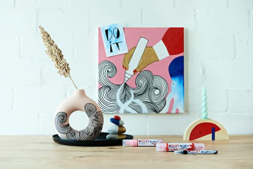 edding 5000 acrylic marker broad - black - 1 waterproof acrylic paint marker - chisel nib 5-10 mm - acrylic paint pen for drawing on canvas, art paper and wood - acrylic markers for pebbles - Image 2