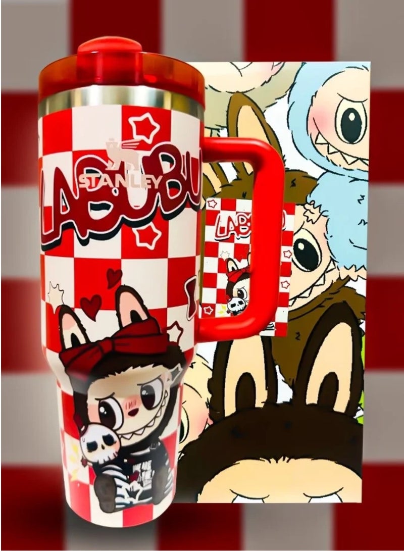 لابوبو Stanley × Labubu 40oz Vacuum Insulated Tumbler with Handle | Stainless Steel Travel Mug with Reusable Straw & Spill-Resistant Lid | Double Wall Keeps Drinks Hot 16H, Cold 24H | Collector’s Edition - Image 5