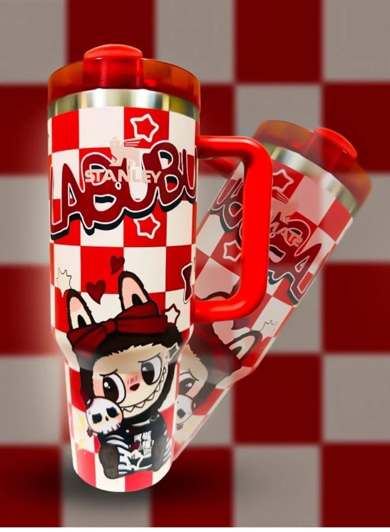 لابوبو Stanley × Labubu 40oz Vacuum Insulated Tumbler with Handle | Stainless Steel Travel Mug with Reusable Straw & Spill-Resistant Lid | Double Wall Keeps Drinks Hot 16H, Cold 24H | Collector’s Edition - Image 2