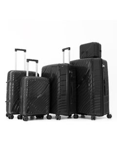 GIORDANO Durable PP Hard Shell Luggage Trolley Bag 5 Pieces Set,Black (BC-14,S-20,M-24,L-28,XL-32 Inch)  - Image 1