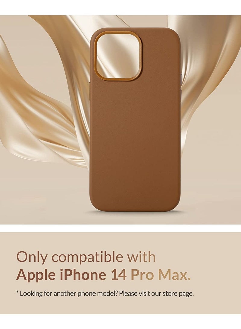 (for iPhone 14 Pro Max) - European Nappa Leather Case - Smoothen and Soften Over Time - Compatible with Magsafe - Saddle Brown  - Image 2
