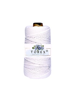 TOREX� | 3ply Twisted Cotton Macrame Thread/Rope (150 Meter, 350gram, 3mm) | Macrame Thread for Wall Hangers and DIY Projcts (White)