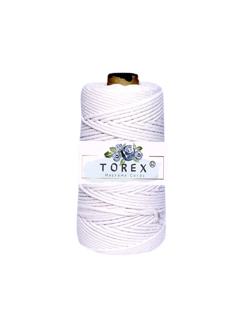 Torex TOREX� | 3ply Twisted Cotton Macrame Thread/Rope (150 Meter, 350gram, 3mm) | Macrame Thread for Wall Hangers and DIY Projcts (White)  - Image 1