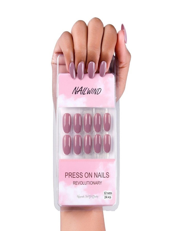 NAILWIND 24 Natural French Short False Nails Acrylic Full Cover Nails,Natural Fake Nails Delicate & Comfortable for Women and Girls (N24, 24 Count -Pack of 1) - Image 2