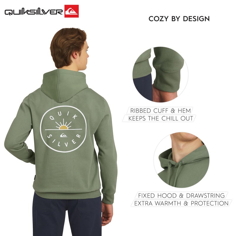 Quiksilver Men's Regular Fit Super Soft Fleece Midweight Pullover Hooded Sweatshirt, Sea Spray, Large - Image 4