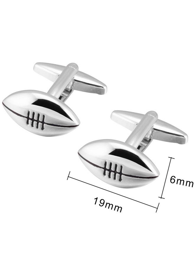 Jonwo American Football Jewelry Cufflinks For Men Classic Tuxedo Cuff Links For Football Fans Wedding Daily French Shirt In Gift Box (Silver Football) - Image 4