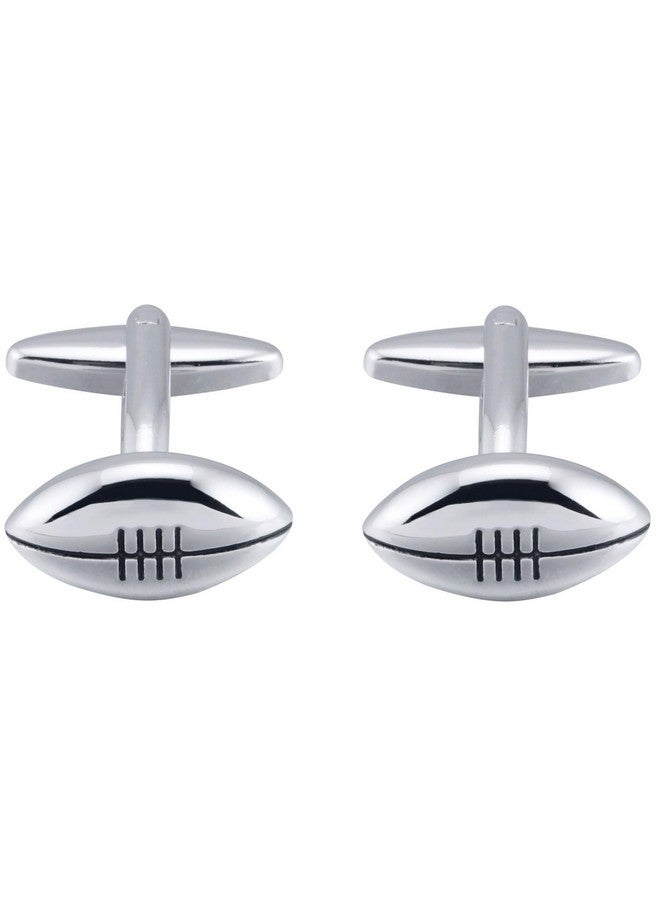 Jonwo American Football Jewelry Cufflinks For Men Classic Tuxedo Cuff Links For Football Fans Wedding Daily French Shirt In Gift Box (Silver Football) - Image 5