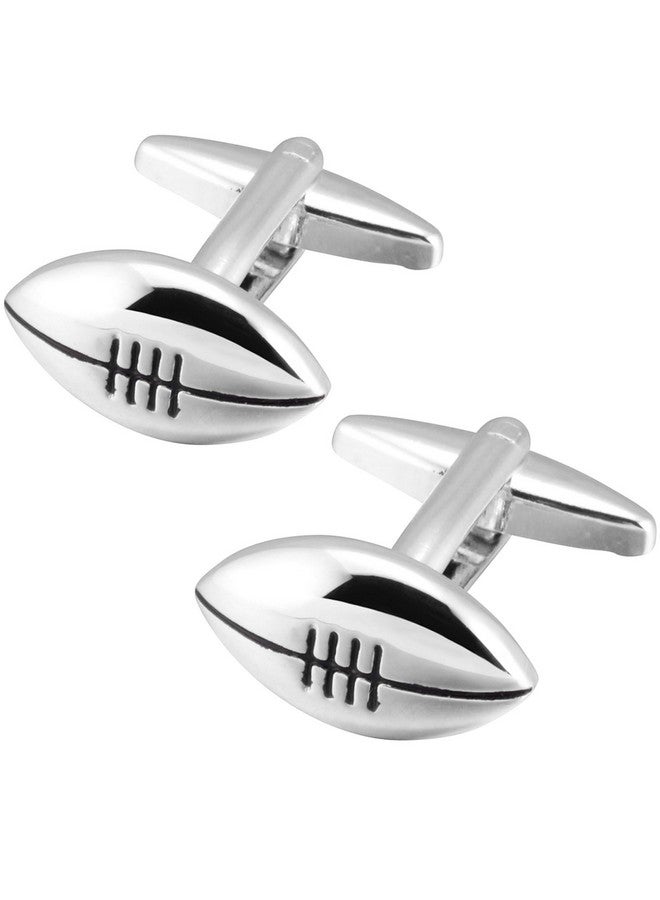 Jonwo American Football Jewelry Cufflinks For Men Classic Tuxedo Cuff Links For Football Fans Wedding Daily French Shirt In Gift Box (Silver Football) - Image 1