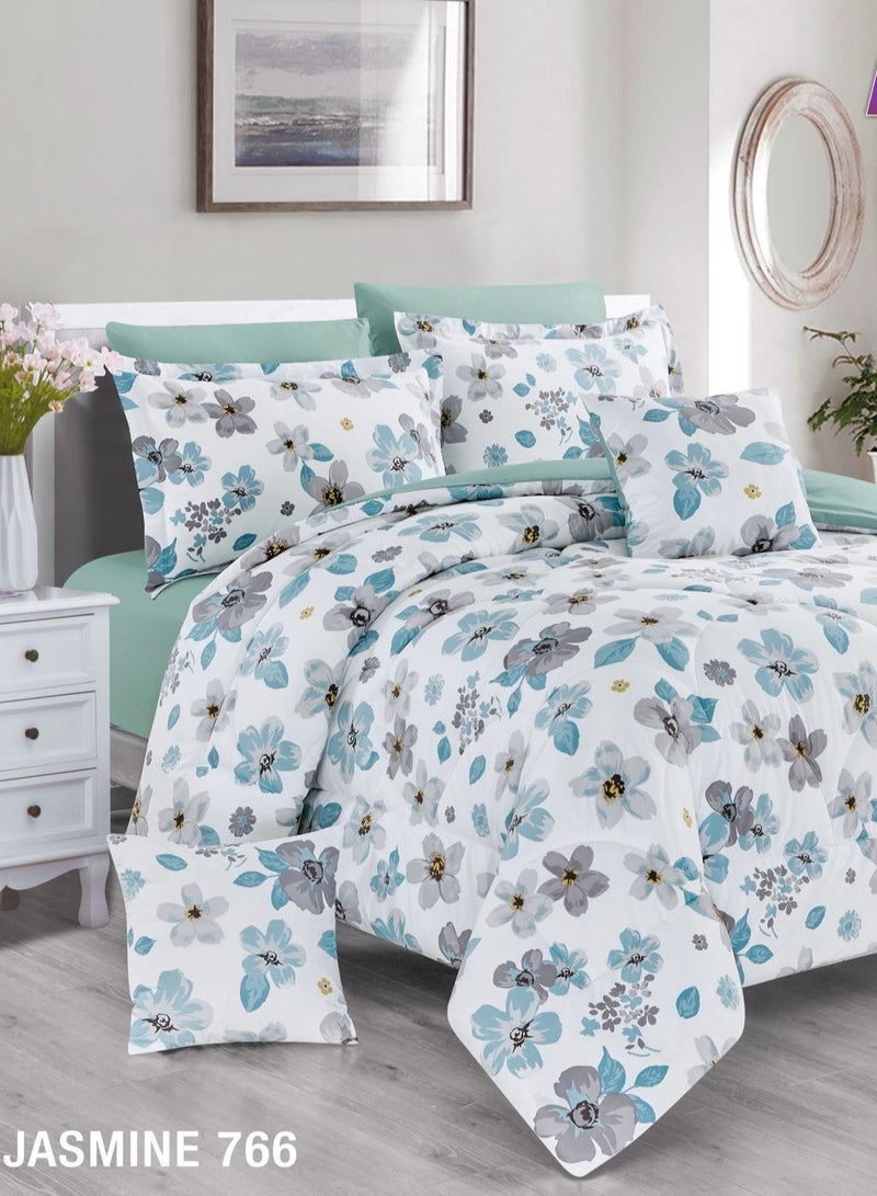 Leon Double Bedspread Set 8 Pieces 100% Cotton Floral 766