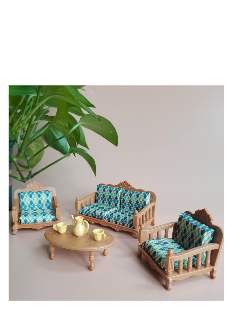 لعبة منزل أثاث لازم مجموعة , 7 قطعة لعبة منزل أثاث لازم أريكة طاولة , إبريق شاي , فنجان لعبة منزل شريكات زخرفة - Image 2