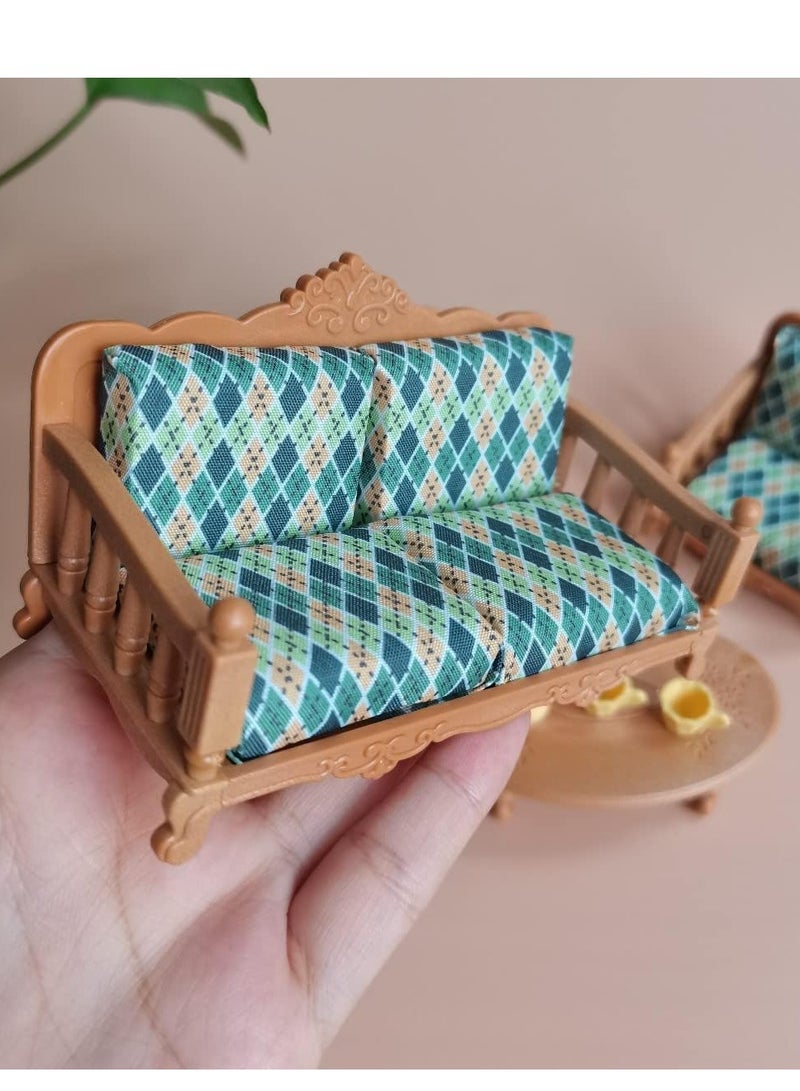 لعبة منزل أثاث لازم مجموعة , 7 قطعة لعبة منزل أثاث لازم أريكة طاولة , إبريق شاي , فنجان لعبة منزل شريكات زخرفة - Image 3