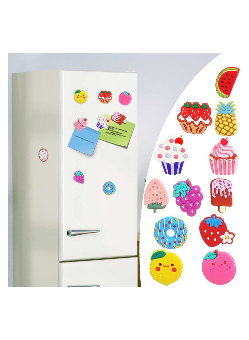 Zikra 16Pcs 3D Cartoon Fridge Magnets for Kids, Fun Learning with Colorful Fruits & Desserts, Durable, Soft PVC - Perfect for Home, Office, School Use - Image 3