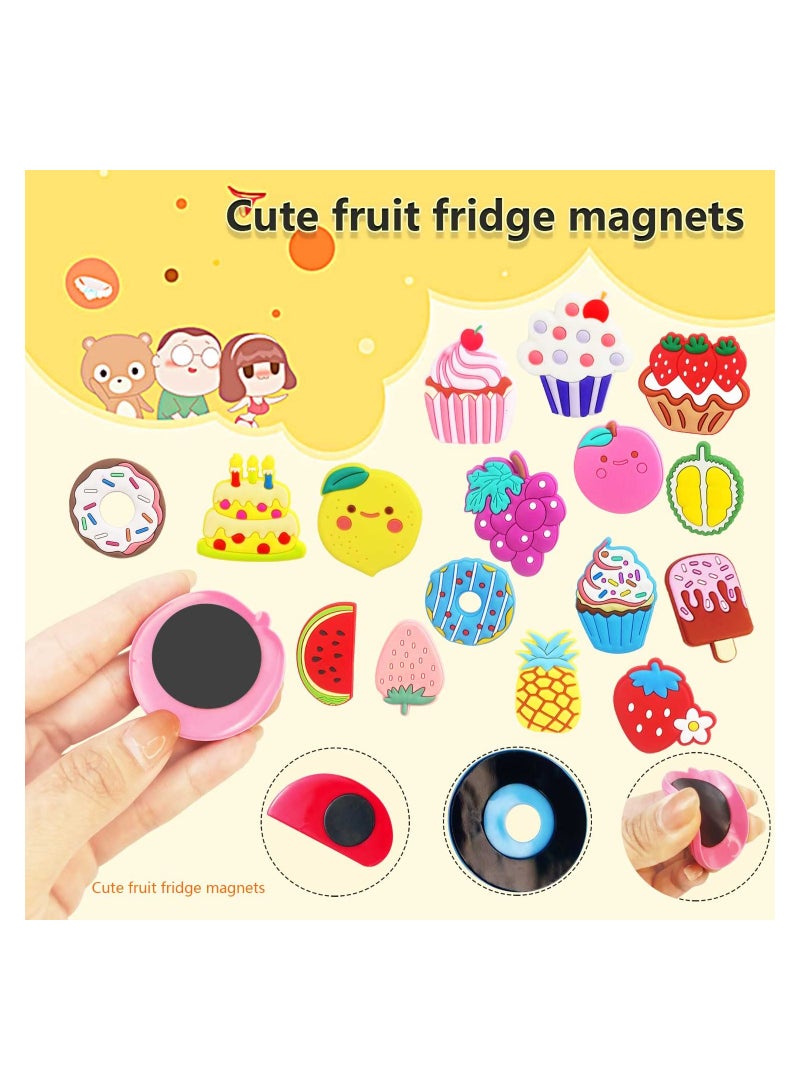 Zikra 16Pcs 3D Cartoon Fridge Magnets for Kids, Fun Learning with Colorful Fruits & Desserts, Durable, Soft PVC - Perfect for Home, Office, School Use - Image 2