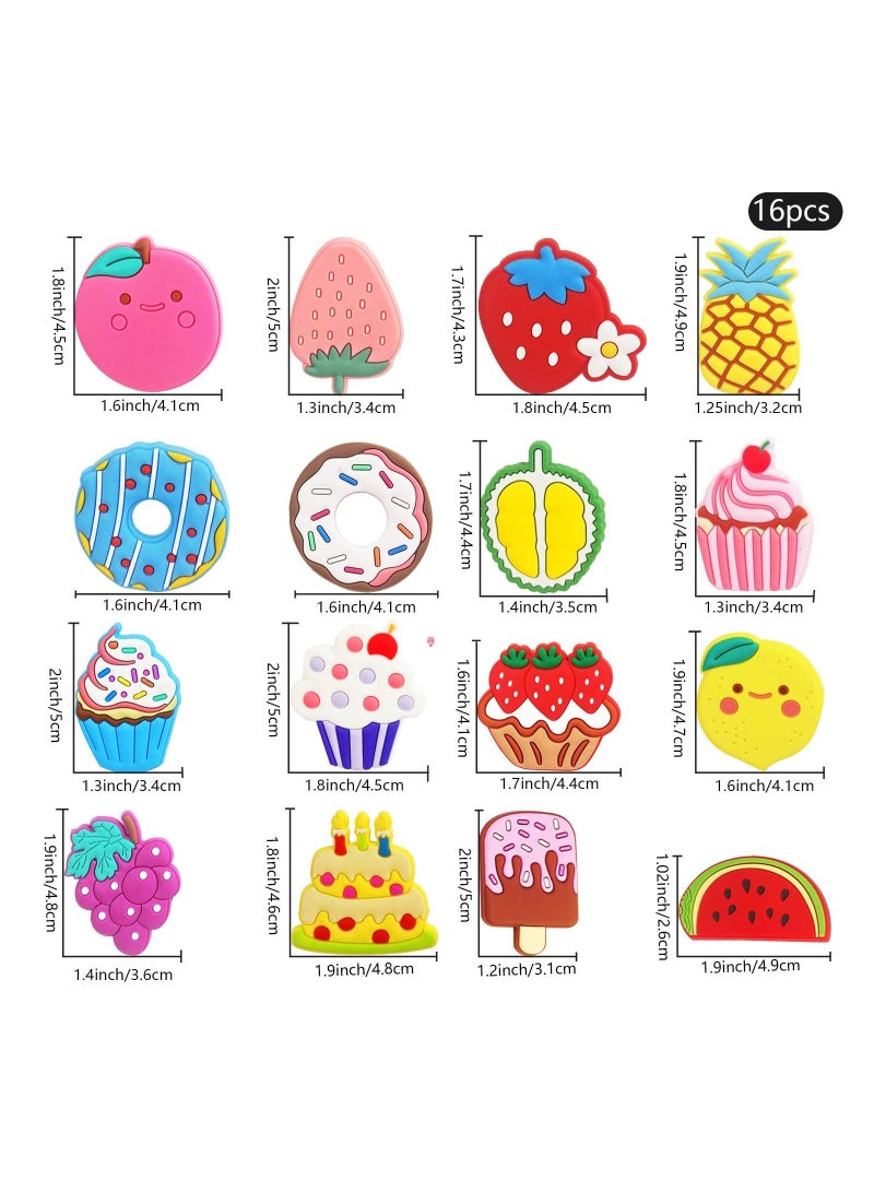 Zikra 16Pcs 3D Cartoon Fridge Magnets for Kids, Fun Learning with Colorful Fruits & Desserts, Durable, Soft PVC - Perfect for Home, Office, School Use - Image 5