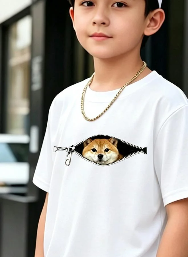 Take Two Kids Shiba Inu Peek-a-Boo Cotton T-Shirt