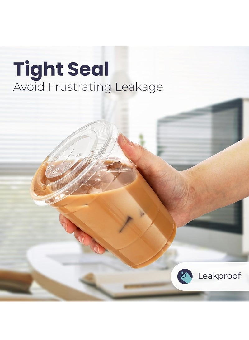 ليموس [عبوة من 50 قطعة] أكواب بلاستيكية شفافة سعة 16 أونصة بأغطية مسطحة، أكواب قهوة مثلجة يمكن التخلص منها، كوب سموثي كريستالي فاخر خالٍ من مادة BPA للحفلات، حامل ليمونادة، مشروبات باردة، عصير، ميلك شيك، بوبا فقاعية، شاي - Image 3