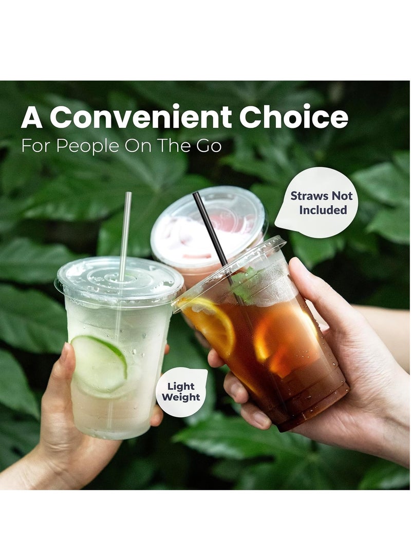 ليموس [عبوة من 50 قطعة] أكواب بلاستيكية شفافة سعة 16 أونصة بأغطية مسطحة، أكواب قهوة مثلجة يمكن التخلص منها، كوب سموثي كريستالي فاخر خالٍ من مادة BPA للحفلات، حامل ليمونادة، مشروبات باردة، عصير، ميلك شيك، بوبا فقاعية، شاي - Image 5