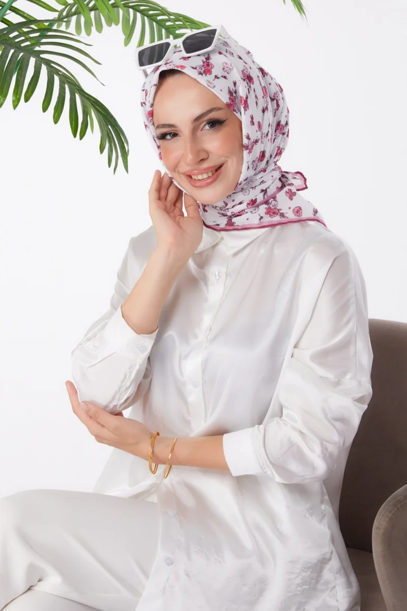 Tofisa Plain Medium Women's Plum Patterned Scarf - 25978