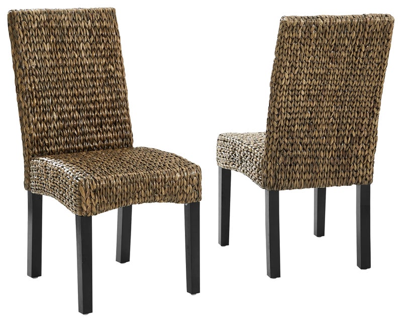 Crosley Furniture Edgewater Handwoven Natural Fiber Rattan Dining Chairs Set of 2 Seagrass